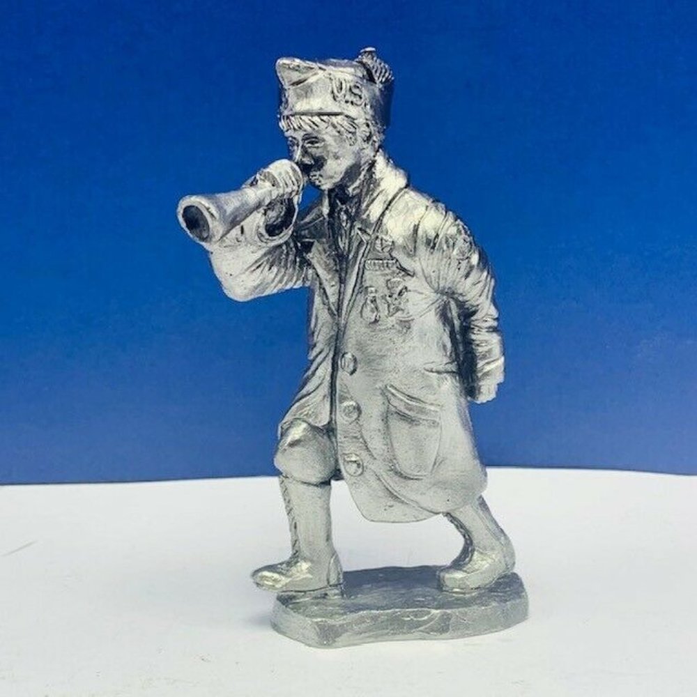 Michael Ricker pewter figurine vtg signed trumpet